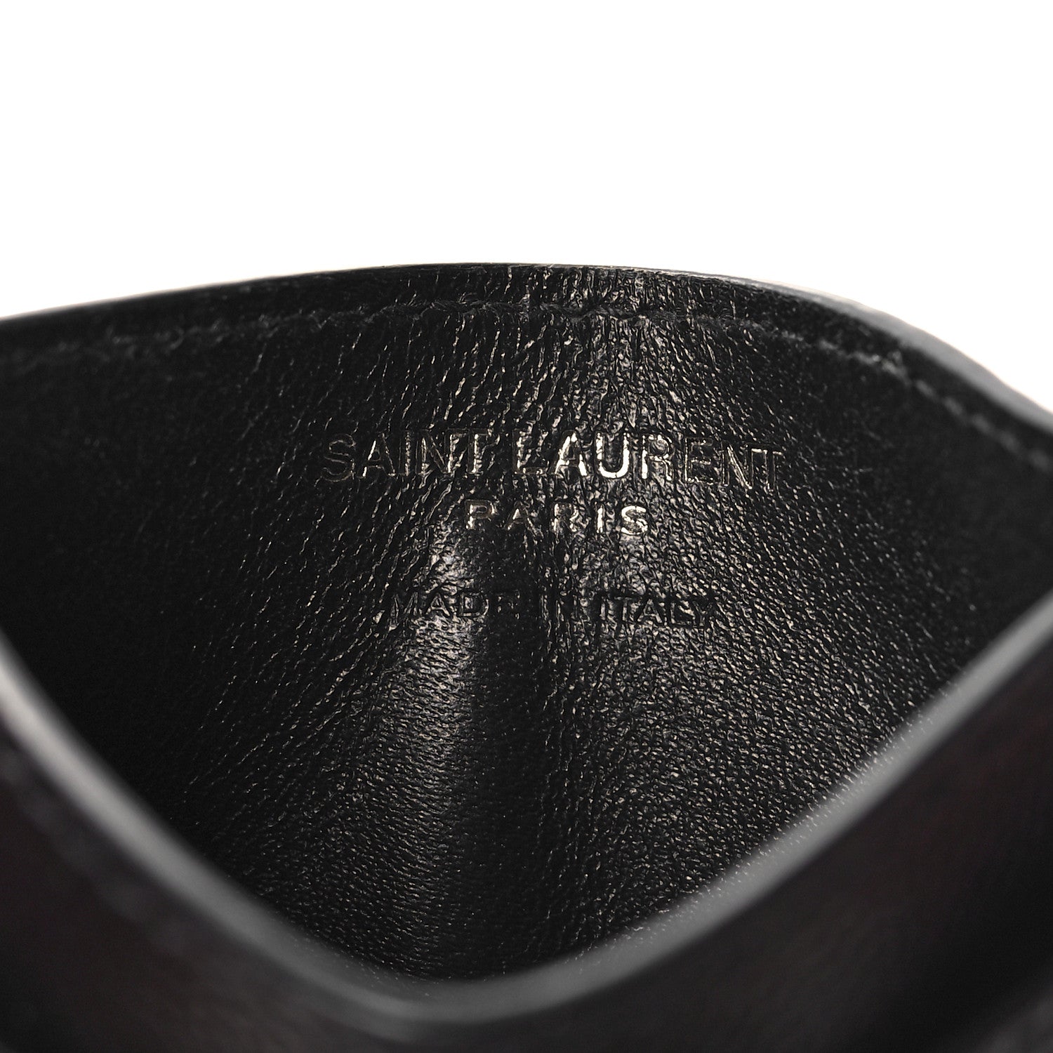 Saint Laurent Grain De Poudre Matelasse Chevron Monochrome Monogram Credit Card Case Black 6 of 7