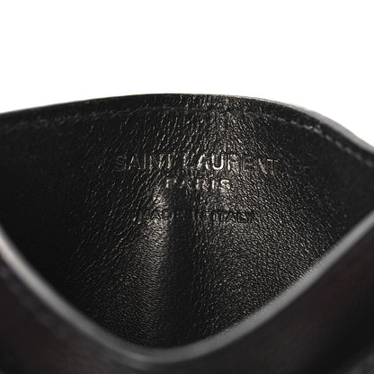 Saint Laurent Grain De Poudre Matelasse Chevron Monochrome Monogram Credit Card Case Black 6 of 7