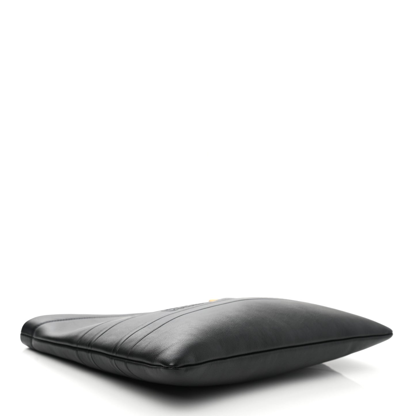 Calfskin Embossed Logo Zip Clutch Black