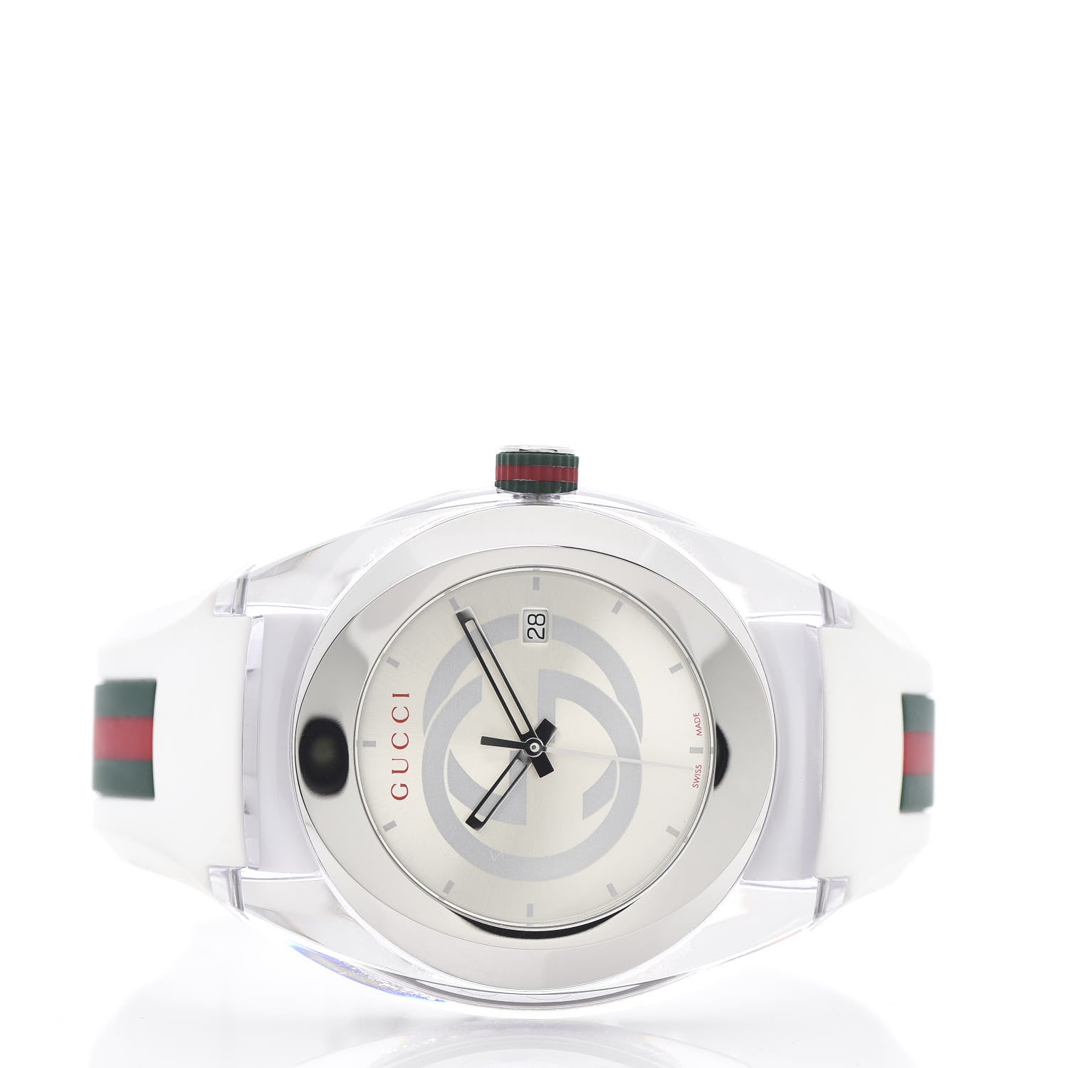 Gucci Stainless Steel Rubber 46mm Sync Web Quartz Watch White 3 of 6
