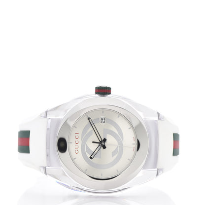 Gucci Stainless Steel Rubber 46mm Sync Web Quartz Watch White 3 of 6
