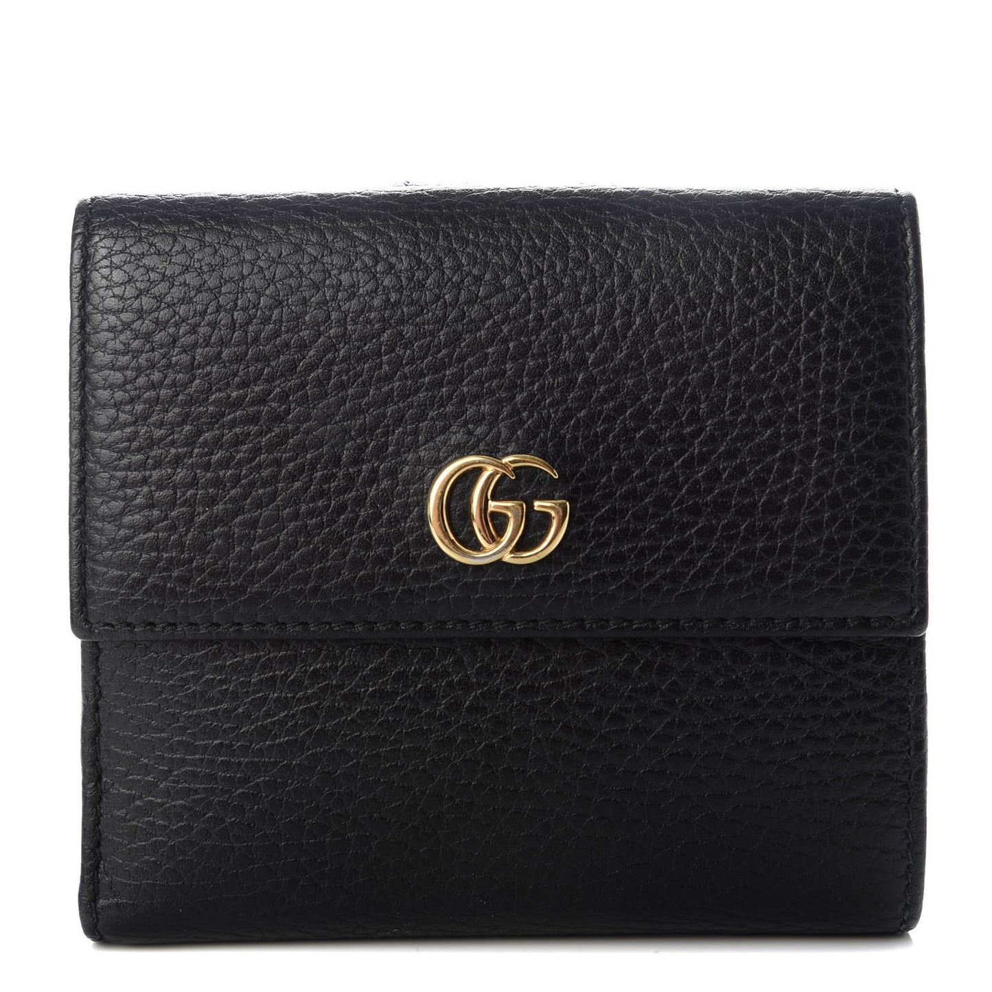 Dollar Calfskin Double G French Flap Wallet Black
