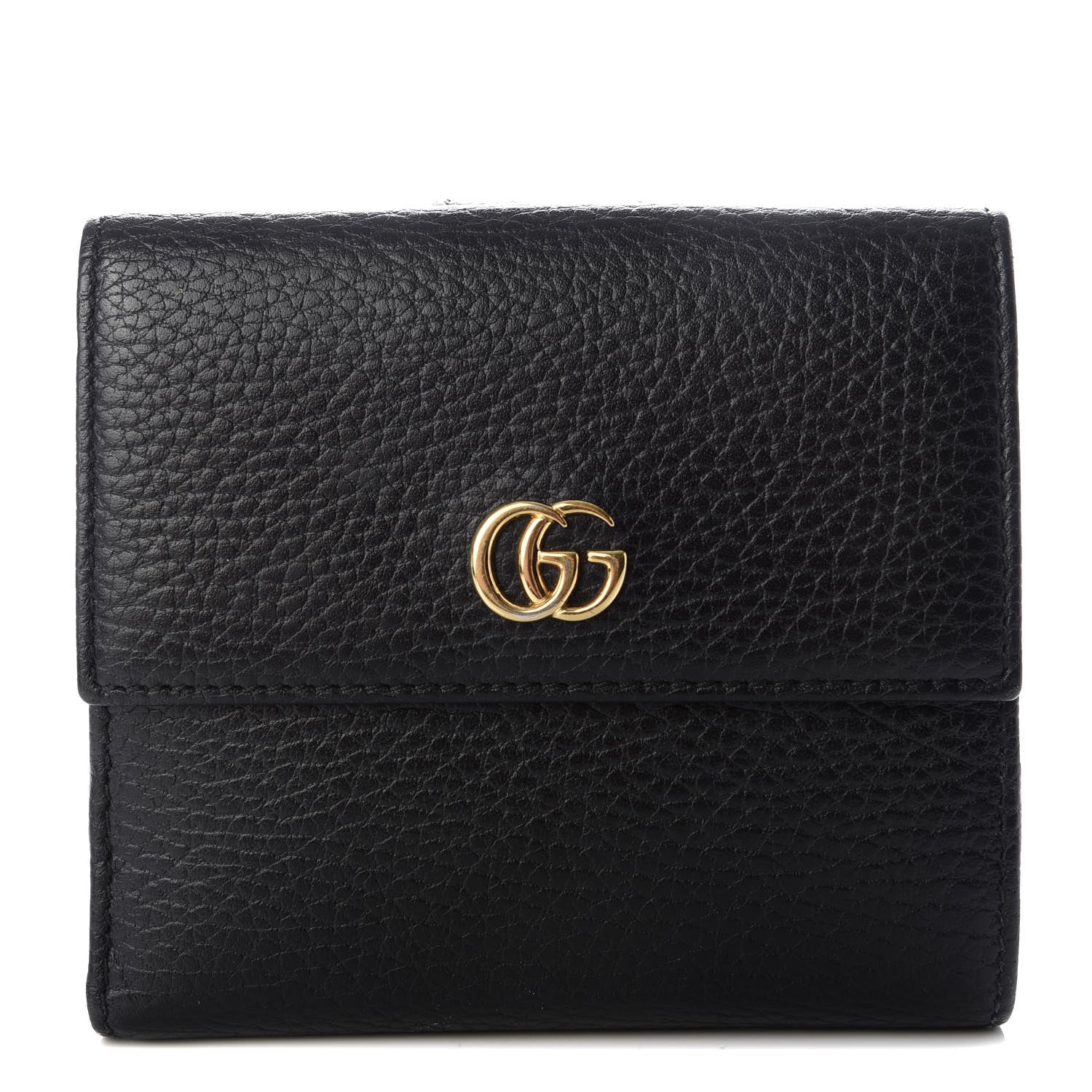Gucci Dollar Calfskin Double G French Flap Wallet Black 1 of 7