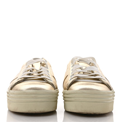 Saint Laurent Metallic Calfskin Court Sneakers 39 Gold 2 of 9