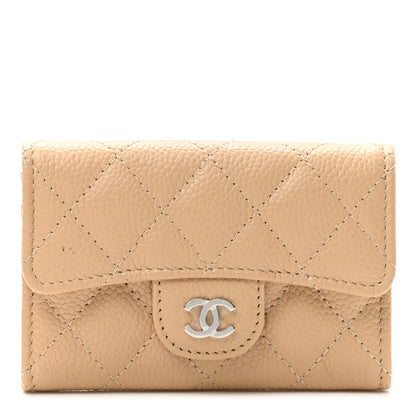 Chanel Caviar Quilted Flap Card Holder Wallet Beige 1 of 8
