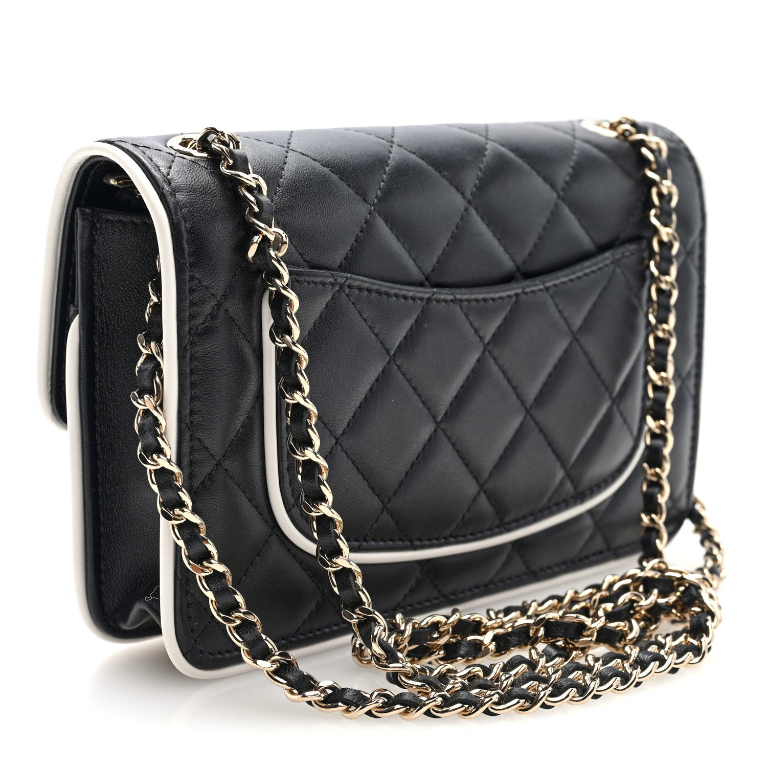 Chanel Lambskin Quilted Resin CC Mini Flap Bag Black White 3 of 10
