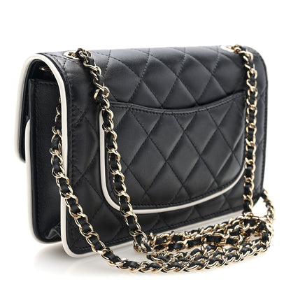 Chanel Lambskin Quilted Resin CC Mini Flap Bag Black White 3 of 10