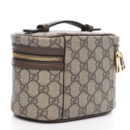 Gucci GG Supreme Monogram Textured Calfskin Web Ophidia Vanity Cosmetic Case Beige Ebony New Acero 3 of 11