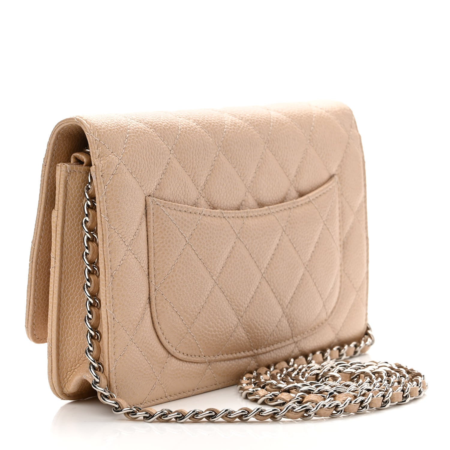 Chanel Caviar Quilted Wallet On Chain WOC Beige 3 of 16