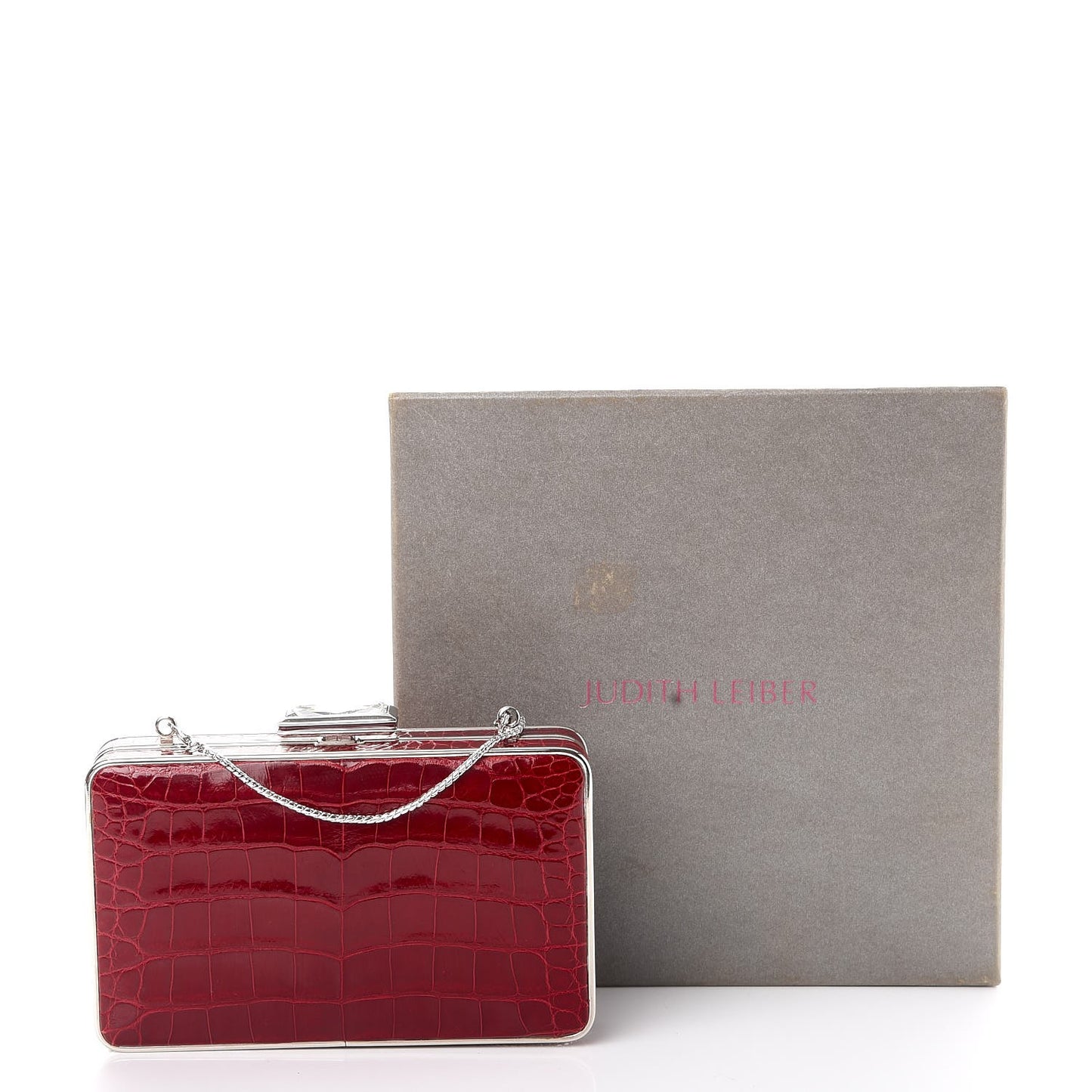 Crocodile Austrian Crystal Box Clutch Red