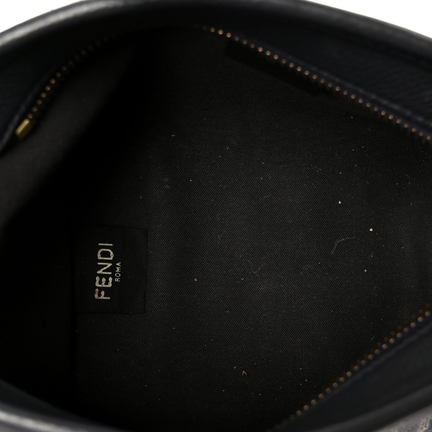 Fendi Chenille Vitello Santa Barbara FF Mini Roll Tote Navy 5 of 11