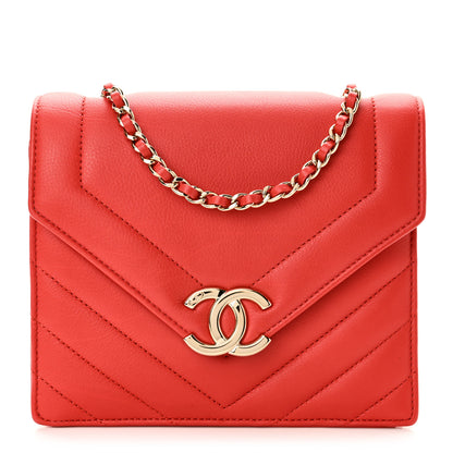 Chanel Calfskin Quilted Chevron Small Envelope Flap Red 1 of 10