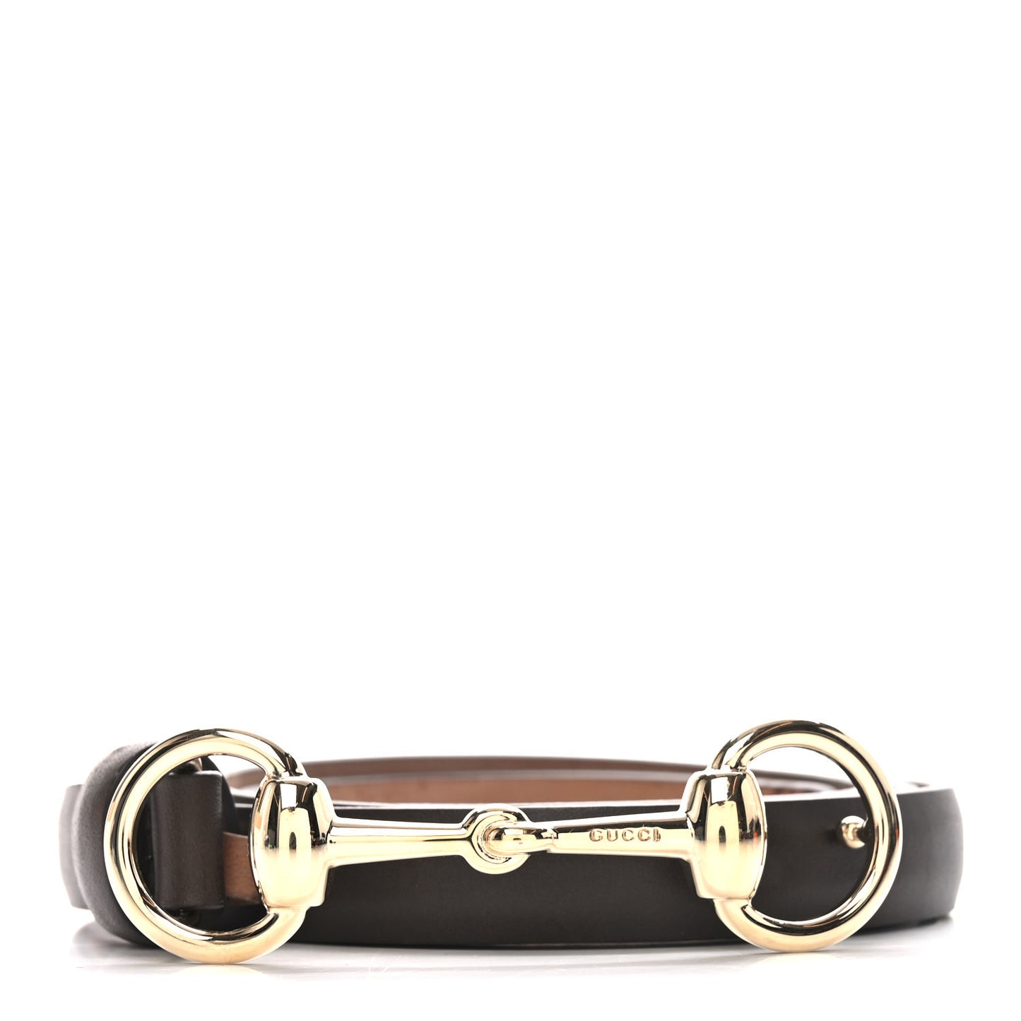Calfskin Horsebit Skinny Belt 85 34 Brown
