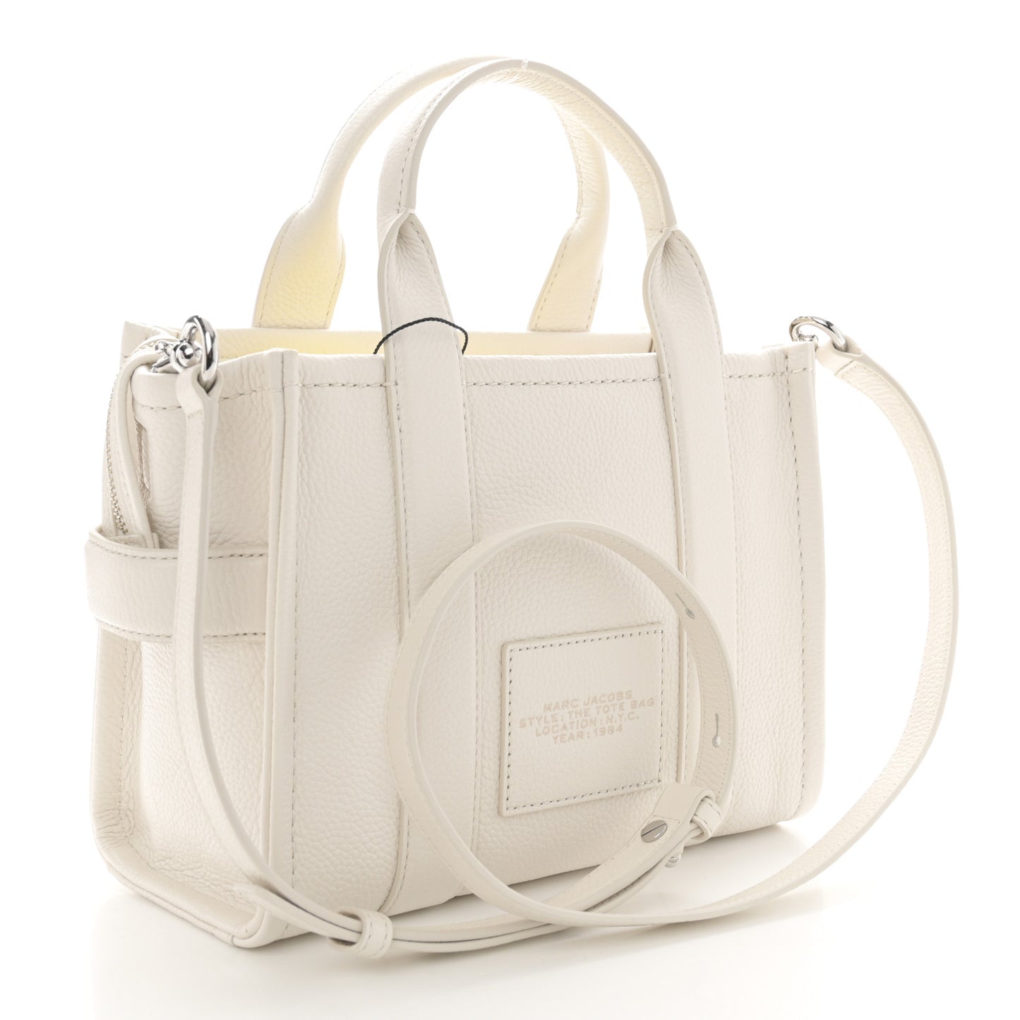 Grained Calfskin Mini The Tote Bag Cotton Silver