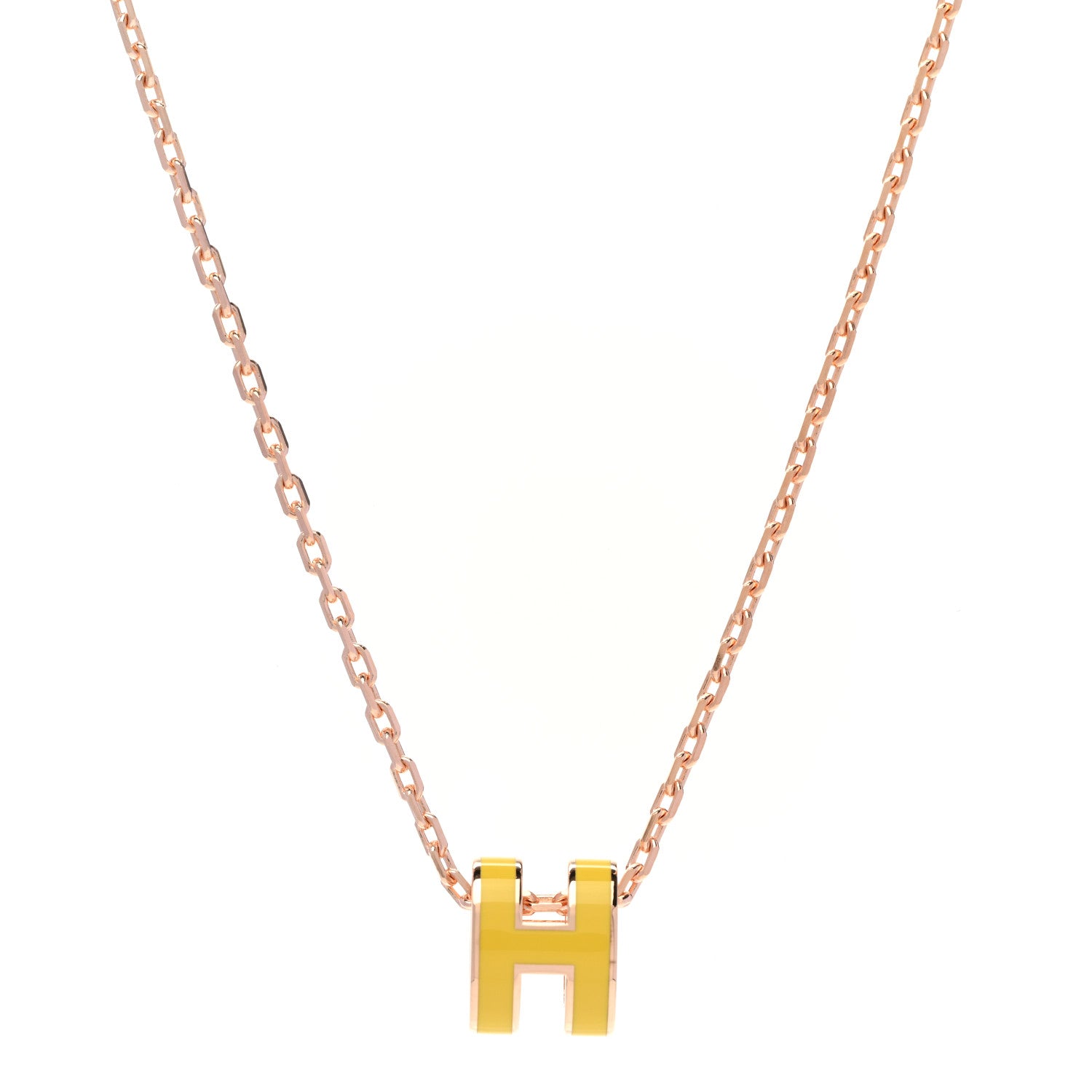Hermes Lacquered Gold Mini Pop H Pendant Necklace Mimosa 1 of 7