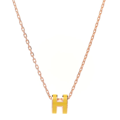 Hermes Lacquered Gold Mini Pop H Pendant Necklace Mimosa 1 of 7