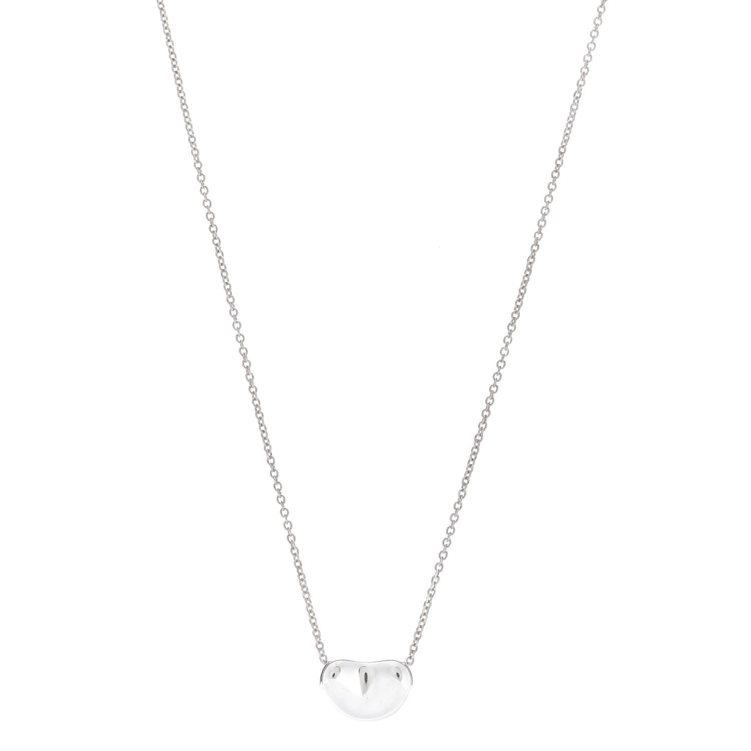Tiffany Sterling Silver 12mm Elsa Peretti Bean Pendant Necklace 1 of 5