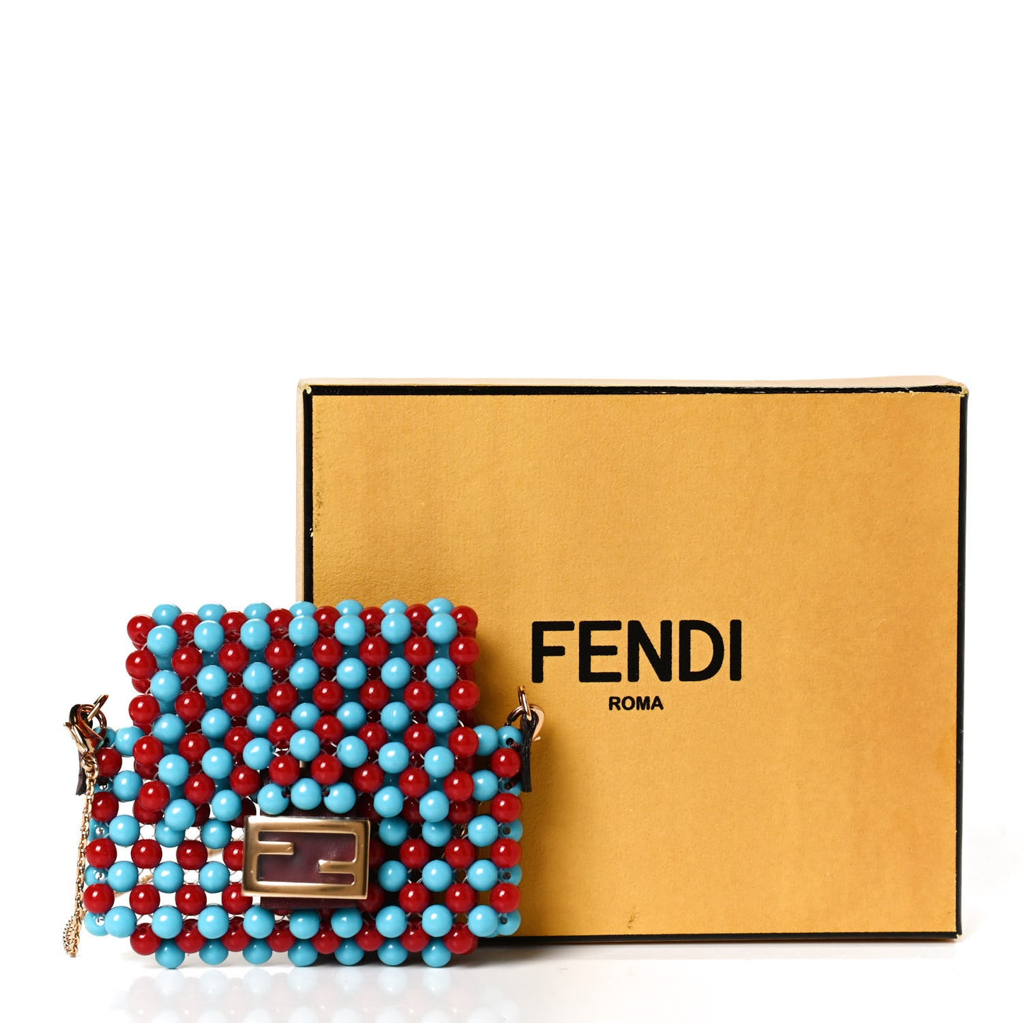 Glass Beaded Mini Pico Baguette Charm Red Blue