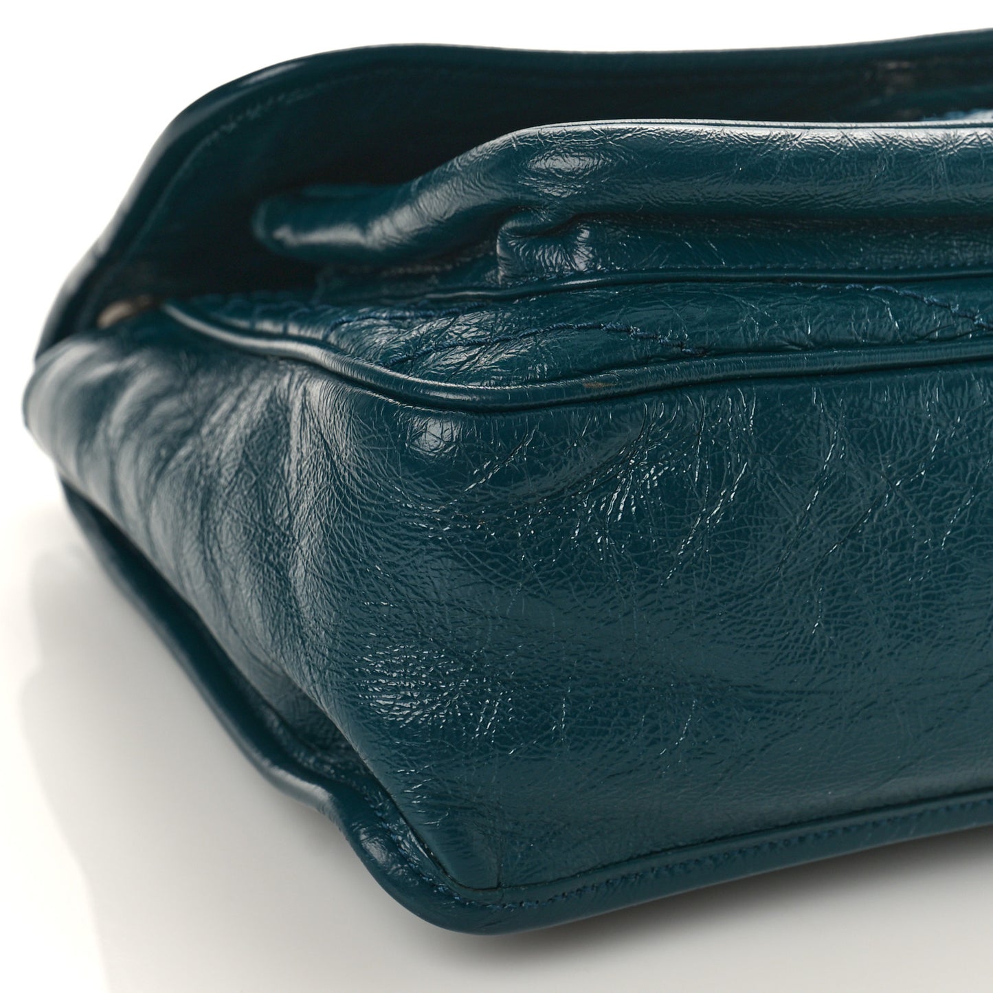 Crinkled Calfskin Matelasse Monogram Medium Niki Chain Satchel Peacock Green