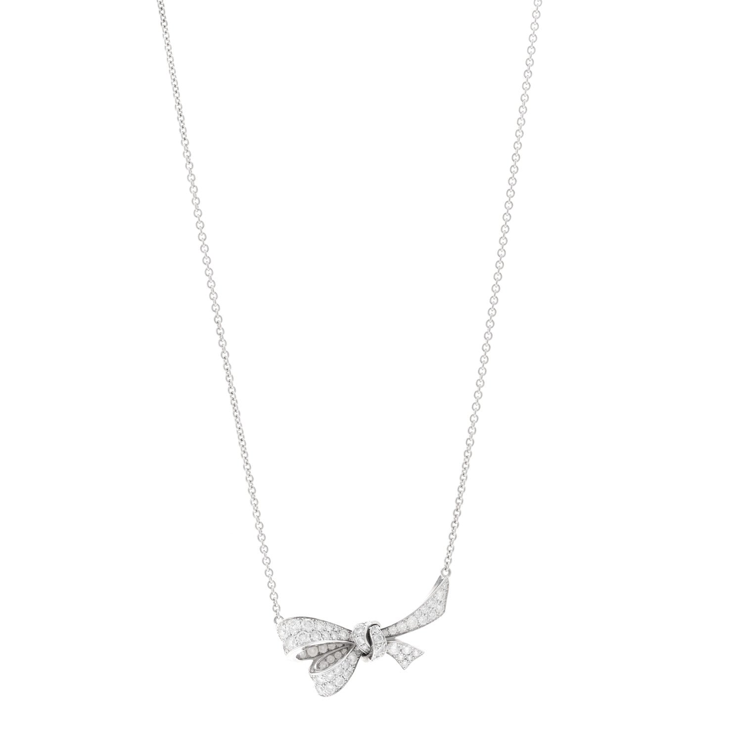 Graff 18K White Gold Diamond Tilda's Bow Pendant Necklace 1 of 4