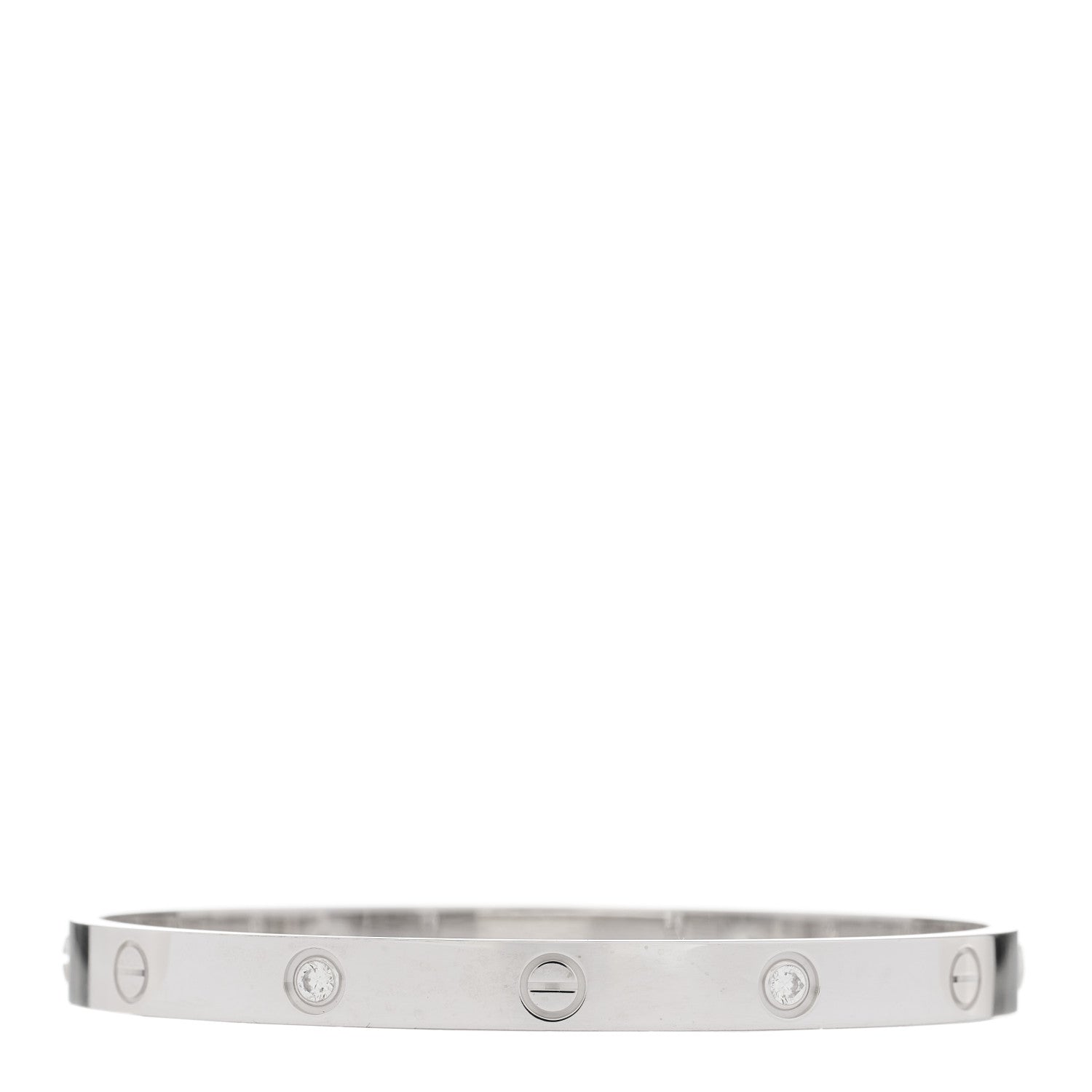 Cartier 18K White Gold 4 Diamond Love Bracelet 19 1 of 9
