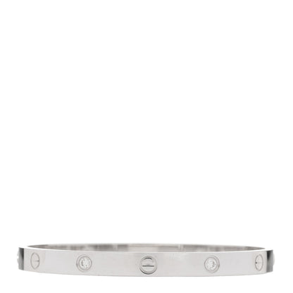 Cartier 18K White Gold 4 Diamond Love Bracelet 19 1 of 9