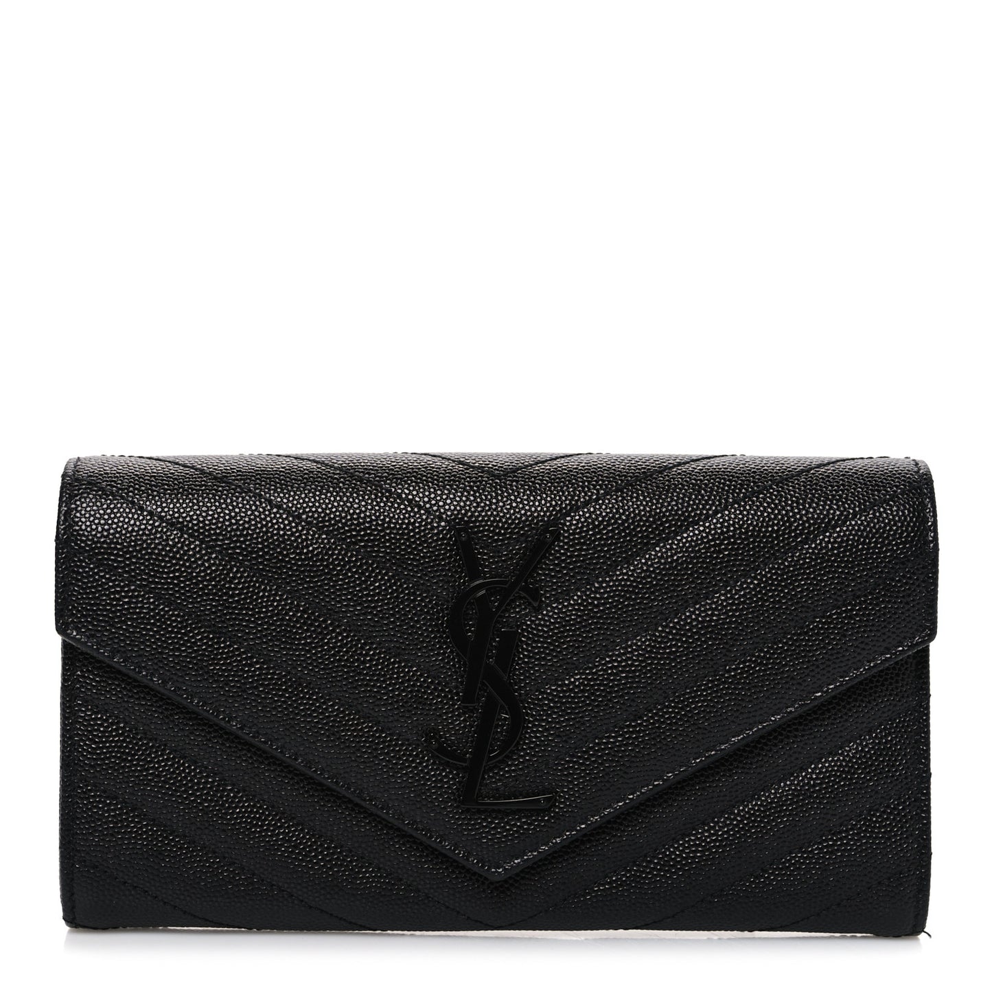 Grain De Poudre Matelasse Chevron Monogram Monochrome Flap Wallet Black