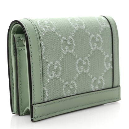 Gucci Denim Monogram Textured Dollar Calfskin Ophidia Card Case Pale Green 3 of 7
