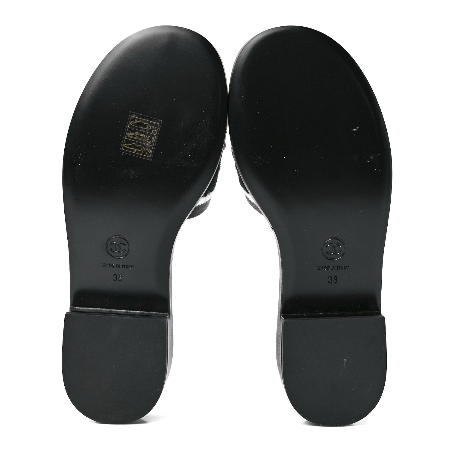 Chanel Lambskin Embroidered CC Mule Sandal 38 Black White 5 of 8