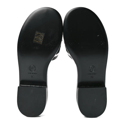 Chanel Lambskin Embroidered CC Mule Sandal 38 Black White 5 of 8