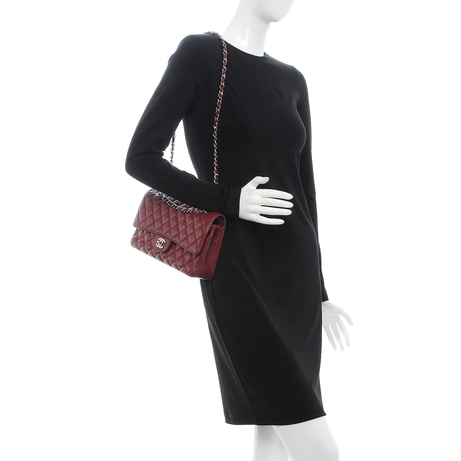 Chanel Caviar Quilted Medium Double Flap Dark Red 3 of 11