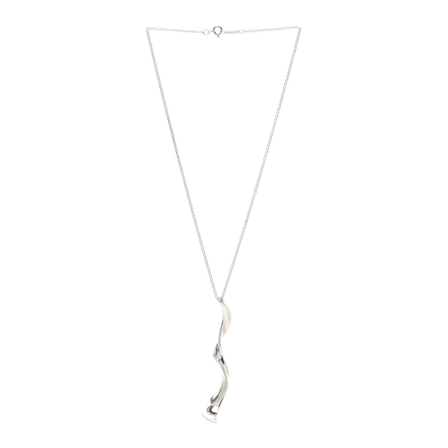 Tiffany Sterling Silver Frank Gehry Orchid Drop Pendant Necklace 3 of 4