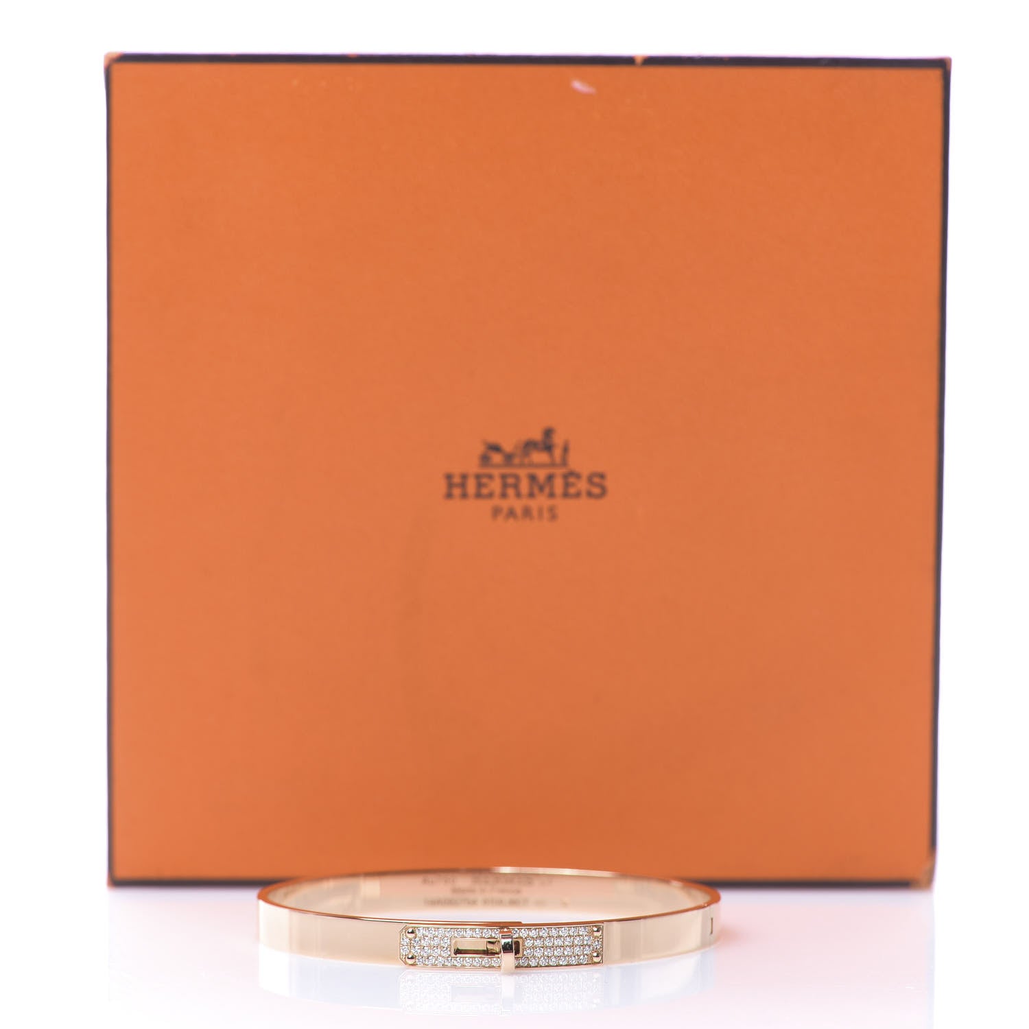 Hermes 18K Rose Gold Diamond PM Kelly Pave Bracelet ST 4 of 4