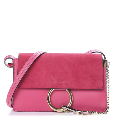 Chloe Suede Calfskin Small Faye Shoulder Bag Fuchsia Rose 1 of 16