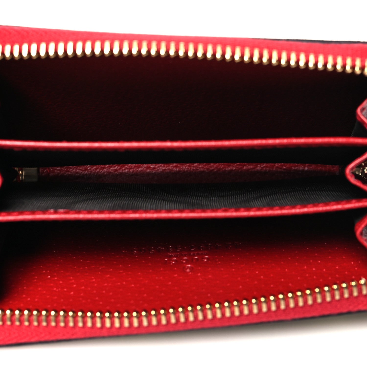 Gucci GG Supreme Monogram Tian Zip Around Card Case Wallet Beige Multicolor Red 5 of 10