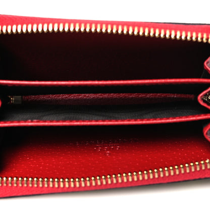 Gucci GG Supreme Monogram Tian Zip Around Card Case Wallet Beige Multicolor Red 5 of 10