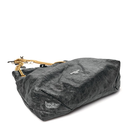 Balenciaga Crushed Calfskin Souvenir Charms Medium Tote Black 3 of 8