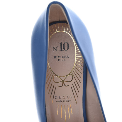 Gucci Nappa Bow High Heel Pumps 38 Riviera Blue 6 of 9