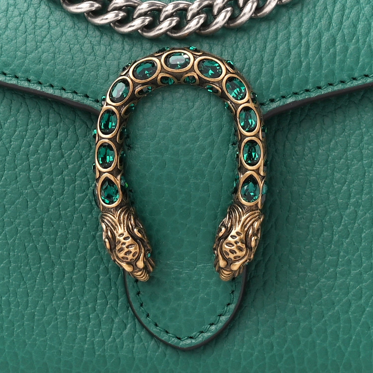 Gucci Calfskin Mini Dionysus Chain Wallet Emerald 9 of 11