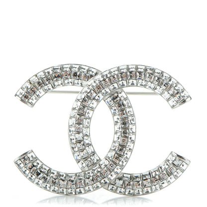 Chanel Baguette Crystal CC Brooch Silver 1 of 4