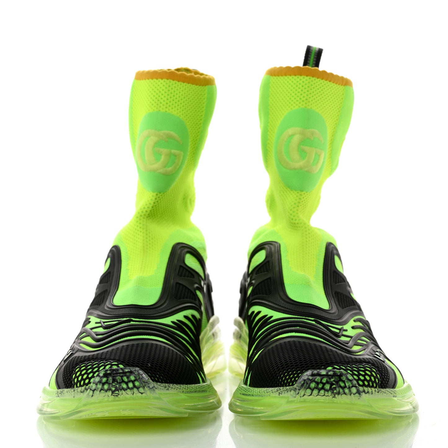 Rubber Technical Fabric Mens Ultrapace R Mid Top Sock Sneakers 11 Black Neon Green Yellow Fluo Crop
