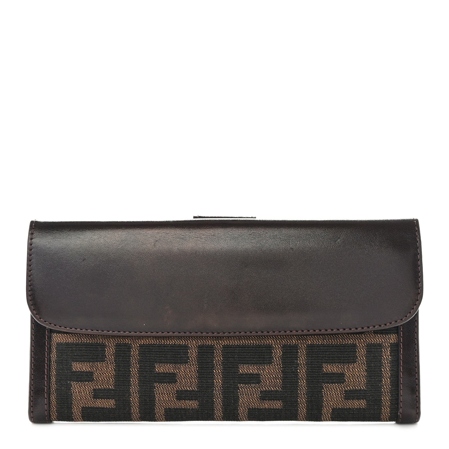 Fendi Zucca Calfskin Continental Flap Wallet Tobacco 1 of 13