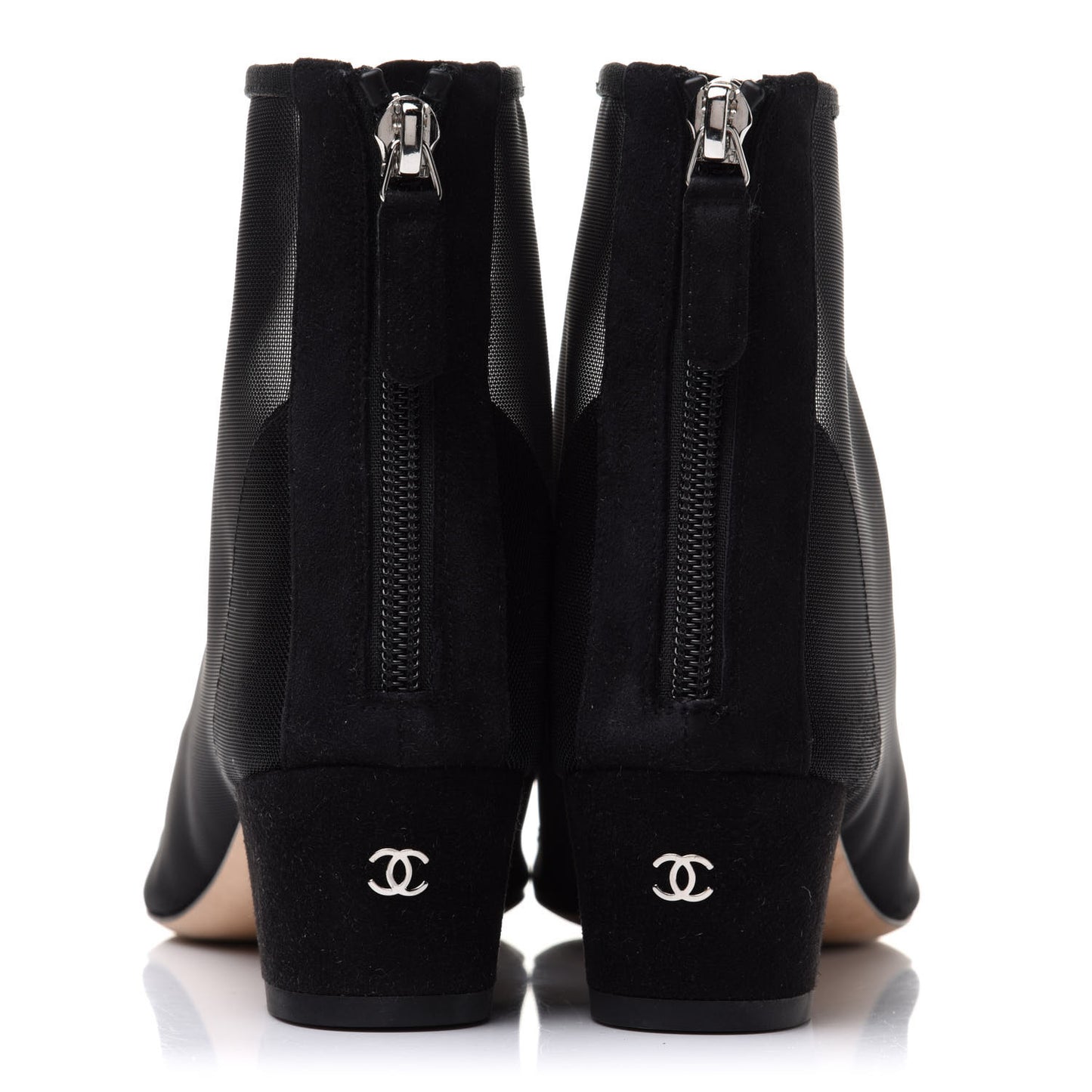 Mesh Suede Cap Toe Embellished Short Boots 37 Black