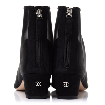 Chanel Mesh Suede Cap Toe Embellished Short Boots 37 Black 5 of 12