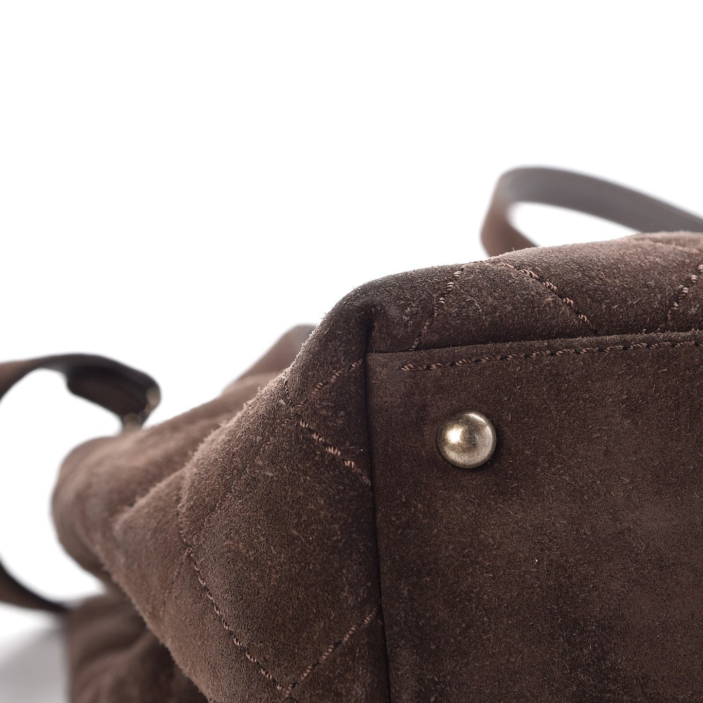 Suede Quilted Shopping Tote Brown
