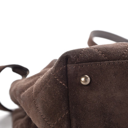 Chanel Suede Quilted Shopping Tote Brown 13 of 15