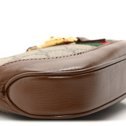 Gucci GG Supreme Monogram Azalea Calfskin Web Mini Jackie 1961 Hobo Beige Ebony Brown Sugar 9 of 10