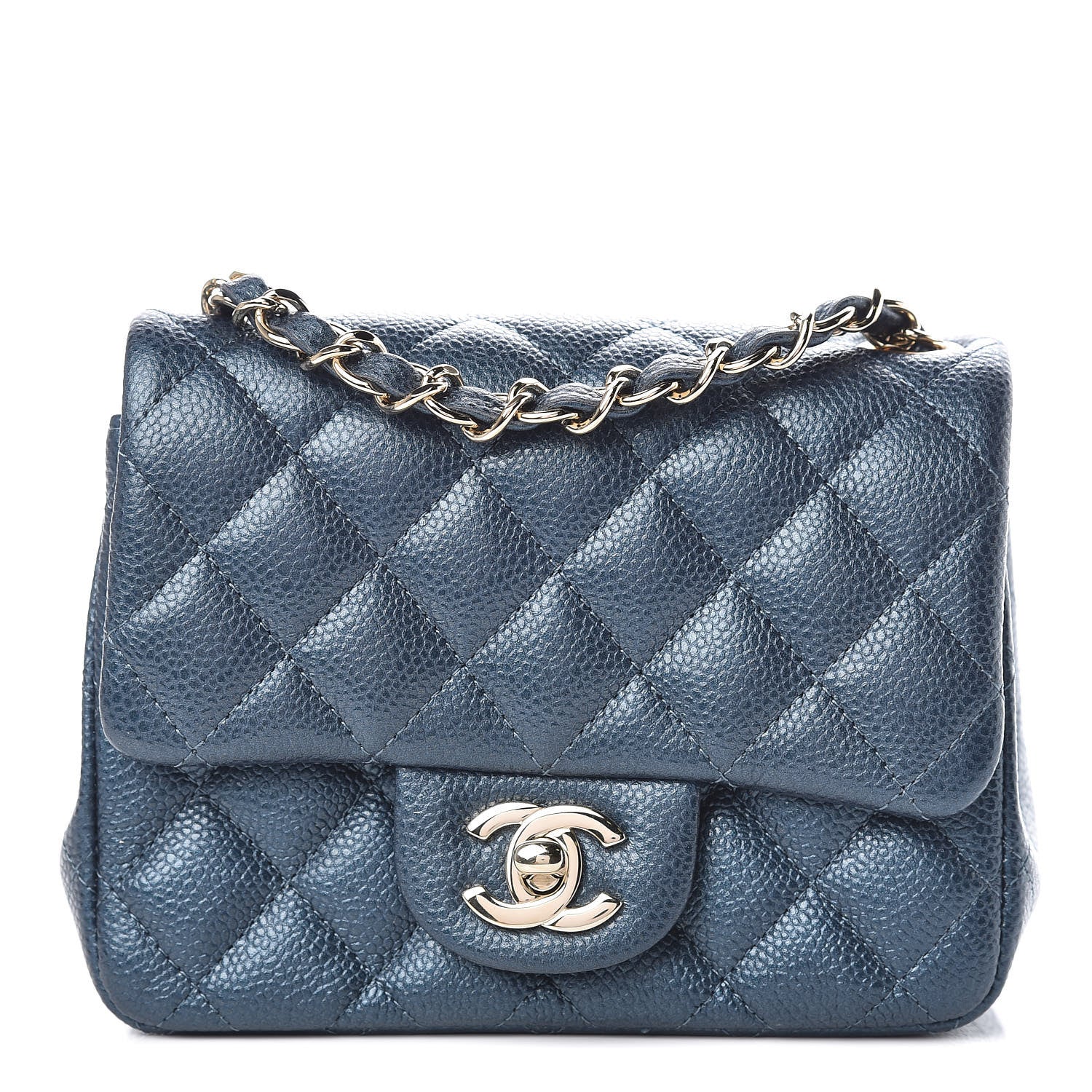 Chanel Iridescent Caviar Quilted Mini Square Flap Dark Blue 1 of 10