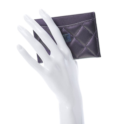 Chanel Iridescent Lambskin Quilted Card Holder Purple 2 of 8