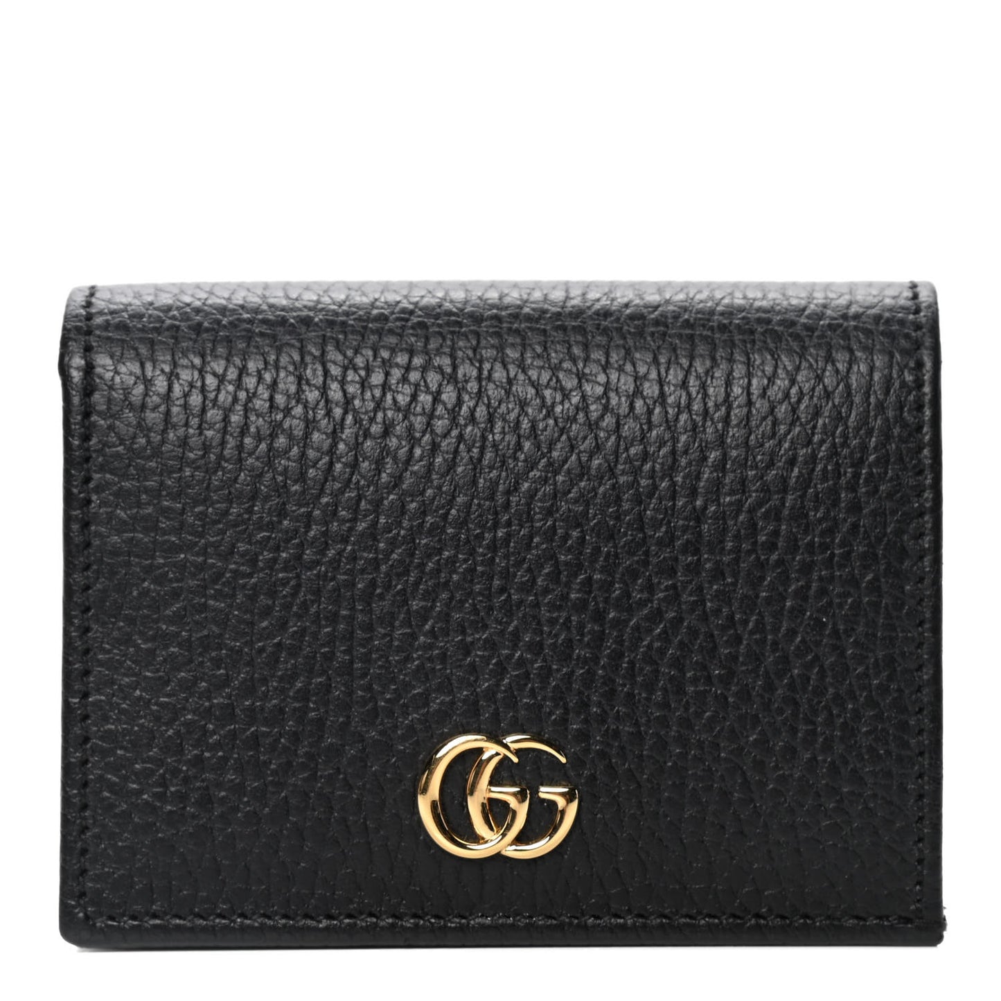 Pebbled Calfskin GG Marmont Card Case Black